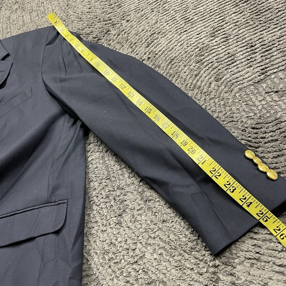 Lauren‎ Ralph Lauren Blazer 44R Navy Blue 100% Wool Gold Buttons Sport Coat - Picture 8 of 10